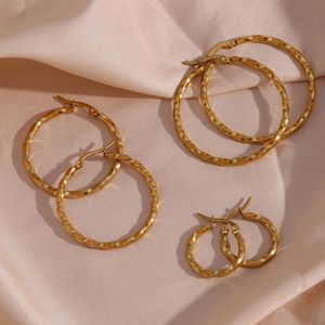 Boucles d'oreilles pendantes tendance en acier inoxydable plaqué or 18 carats, plusieurs tailles, épaisses, pour femmes, vente en gros, cadeau de Saint-Valentin - Product Image 1