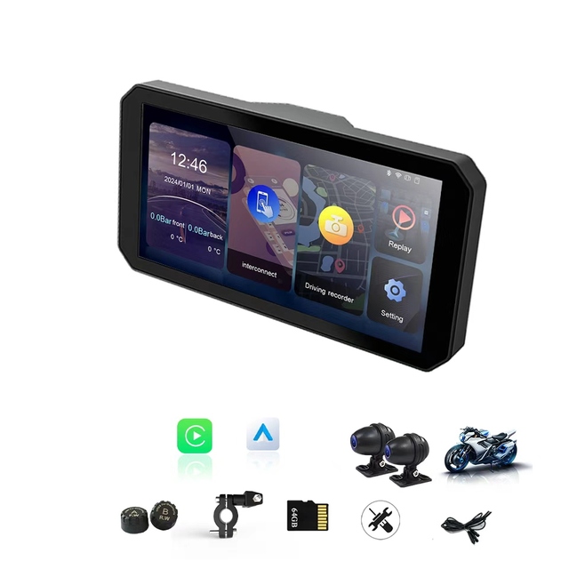 GallopSprite 5.99 Inch Portable GPS Navigator with Android Auto Touch Screen Motorcycle Use 64GB Memory 1 Year Warranty