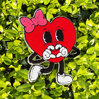 Paris Lover Iron on Brodé Valentines Chenille Patches Chemise rose Lover Bow Heart Valentine Day Sequin Patches