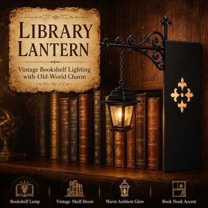 Vintage Metal Bookshelf Lamp with Hanging LED Light <b>Bookend</b> Base Traditional Design Adults Birthday Decorative Reading Light - Product Image 2