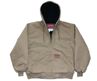 Veste matelassée à capuche pour homme, de qualité supérieure, fabriquée en toile épaisse coupe-vent de 12 oz, avec logo personnalisé, pour le travail en hiver, directement de l'usine