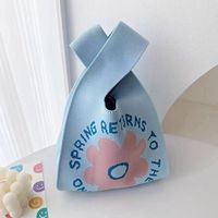 Mini sac fourre-tout tricoté à motif floral, sac à main noué, pochette colorée à imprimé floral, mini sac à main tendance pour le quotidien