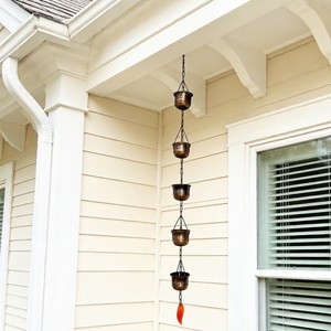 Cadena Decorativa de Lluvia con Forma de Tulipán, de Metal Color Cobre, <span class=keywords><strong>para</strong></span> Decoración del Hogar y Jardín, Hecha a Mano - Product Image 1