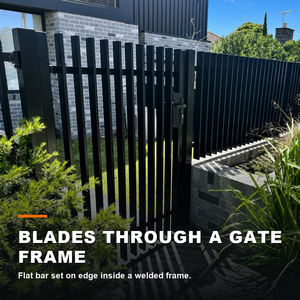 Modern Vertical <b>Batten</b> Aluminum Blade Gate Semi Privacy Exterior Metal Screen for Luxury Townhouse Development - Product Image 4