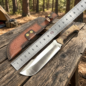 Couteau de chasse à lame fixe Apex Blades International, manche en bois, pointe tombante, acier au carbone, 10 pouces, étui en cuir, usage extérieur DIY - Product Image 4