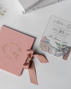 Enveloppe à moitié pliée personnalisée en forme d'arche ou de rectangle de luxe feuille d'or carte d'invitation de mariage en acrylique d'Europe - Product Image 5