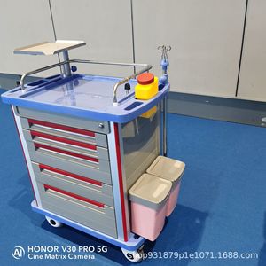 Chariot médical en acier inoxydable à 4 roulettes, mobilier hospitalier multifonctionnel, poste d'infirmière, chariot de perfusion - Product Image 5