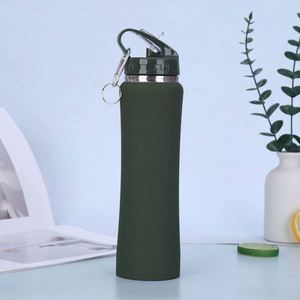 Modern Stainless Steel Water <b>Bottle</b> With <b>Straw</b> Cup for Travel - Product Image 2