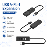 Adaptador Divisor Multipuerto USB 3.0 a USB 2.0 de 4 Puertos con Carcasa de ABS, Convertidor de Datos Portátil para PC, Laptop, Teclado y Ratón