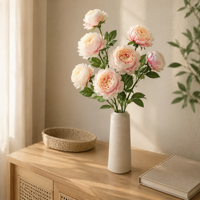 Buket Bunga Peony Buatan 6/7 Tangkai yang Elegan untuk Pernikahan, Hotel, Dekorasi Rumah, dan Fotografi
