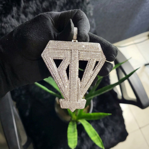 Luxury Iced Out Diamond Shaped Pendant for Men Full Moissanite Custom Letter Pendant Hip Hop <b>Statement</b> Pendant - Product Image 1