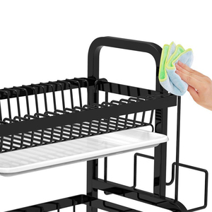 2 lớp Countertop đồ ăn lưu trữ giá nhà bếp khô món ăn giá với dao kéo drainer - Product Image 2