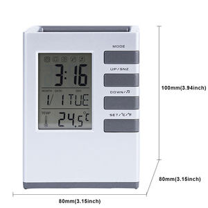 Porte-stylo de bureau numérique électronique <span class=keywords><strong>en</strong></span> plastique, cadeau promotionnel pour étudiants, avec réveil, <span class=keywords><strong>calendrier</strong></span> et fonction snooze - Product Image 2