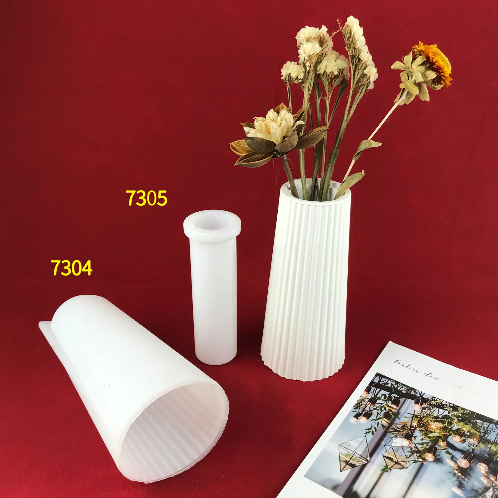 7304 7305 очень большая ваза для цветов 7,5 дюйма утолщенная ваза круглые винтажные полосатые бутылки силиконовые формы из смолы