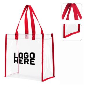 Multifunction Custom Logo Promotional Clear <b>Tote</b> Bag Bulk 12 X 12 X 6 Inch <b>Plastic</b> <b>Tote</b> Bag Color Handle Clear <b>Plastic</b> <b>Tote</b> Bag - Product Image 1