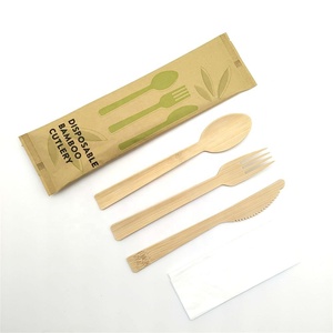 2022 nhà bếp bán chạy nhất phân hủy sinh học dùng một lần dao kéo tre giấy bọc dao muỗng nĩa du lịch đặt cho bán buôn - Product Image 2