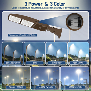 โคมไฟส่องสว่างลานจอดรถคุณภาพสูง 150W LED ไฟส่องพื้นที่ ปรับกำลังไฟได้ 3 ระดับ ไฟถนน LED สำหรับคลังสินค้า - Product Image 4