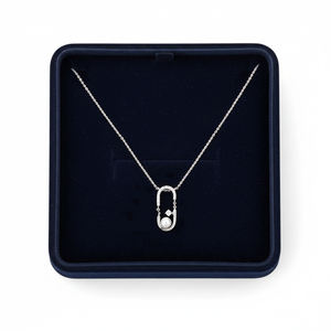 Collar con Colgante de Diamante Natural y Perla Natural en Oro Blanco Sólido de 18K, Joyería Fina Simple y Elegante de Alta Calidad, Regalo para Niñas - Product Image 3