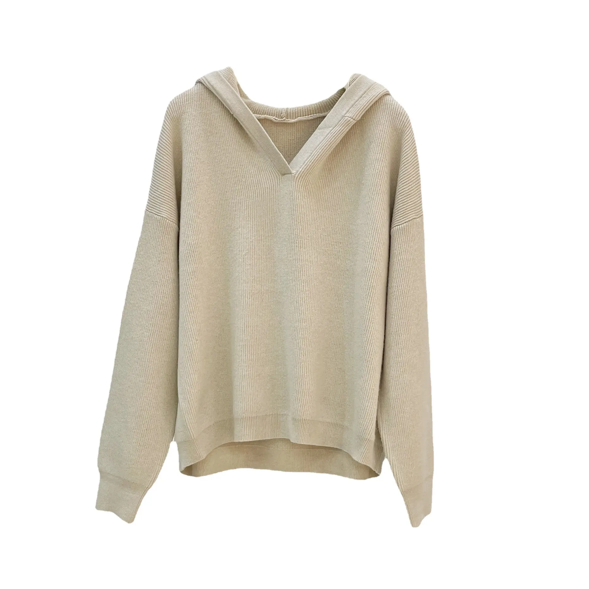 Woolen thickened casual hooded sweater Korean solid color loose women's hoodie sweater