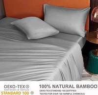 Draps d'hôtel certifiés Oeko Tex 100% bambou tissé soie/coton 300TC lot de 4 pièces
