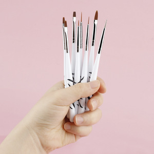 Nail Brush <b>Set</b> 8Pcs Zebra Pattern Synthetic Fiber Professional Nail <b>Art</b> Tools For Manicure Design - Product Image 3