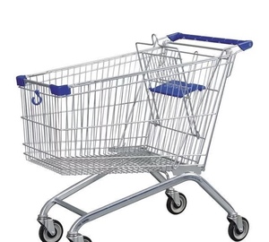 180L Custom Steel <b>Chrome</b> Plated Unfolding Supermarket Shopping Cart Trolley Shanghai Origin OEM Model - Product Image 3
