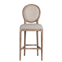Tabouret de bar en bois massif de style Louis XV, luxe français moderne, meubles pour la maison, restaurant, hôtel, cuisine extérieure, salle à manger, chaises de bar