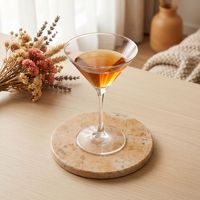 Sous-verre en marbre naturel de 10 cm de diamètre, résistant à la chaleur, antidérapant, pour verres à café et à whisky