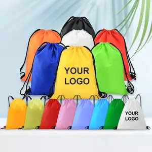 Wholesale Blank Sports Waterproof Drawstring Bag Backpack Nylon Polyester Drawstring Bag