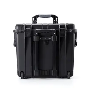 China Venta caliente Rolling Storm Case Top Loader Negro sin espuma Bloqueable Estuches de transporte impermeables con rueda