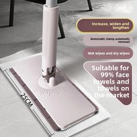 Lingettes électrostatiques plates automatiques papier de vadrouille mains libres avec poteau en acier et poignée de nettoyage de panier en plastique pour le dépoussiérage des sols