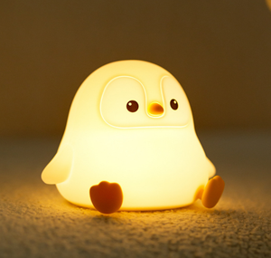 Battery Powered USB Rechargeable LED Cute Penguin Silicone Night <b>Lamp</b> <b>Touch</b> Control baby Sleep light for Children's Bedroom - Product Image 4