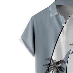 Camisas Hawaianas Estampadas para Hombre, con Logotipo Personalizado, Transpirables, Cuello Mao, Corte Holgado, Manga Corta, para Playa y Resort, Casual, ODM - Product Image 4