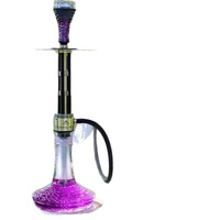 Ensemble de chicha carrée en acier inoxydable de qualité supérieure, durable et givrée, avec un seul tuyau souple, coffret cadeau - Chicha Narguilé Arabe Russe pour l'exportation
