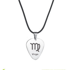Collar de Acero Inoxidable con Diseño de Zodíaco <span class=keywords><strong>y</strong></span> Púa de Guitarra, Moderno <span class=keywords><strong>y</strong></span> Creativo, Personalizado, para Regalo de <span class=keywords><strong>Pareja</strong></span>, Venta al por Mayor - Product Image 3
