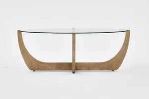 <span class=keywords><strong>Tavolino</strong></span> in vetro temperato in legno di quercia stile fattoria per casa ville alberghi sale <span class=keywords><strong>sala</strong></span> da pranzo mobili soggiorno - Product Image 2