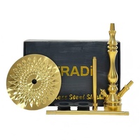Set Hadiah Hookah Mewah Arab 57cm dengan Pot Shisha Tra-di Emas dan Aksesoris Desain Modern dari Baja Tahan Karat.