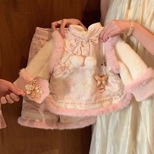 Tongxingyuan Baby Girls Chinese Style New Year Outfit Set Fleece Two Piece Traditional Clothing - Product Image 4