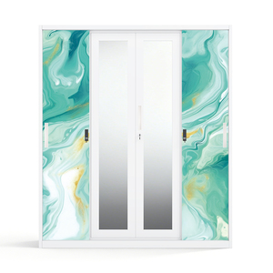 Armoire en acier imprimé avec 4 portes coulissantes et miroir 1600 mm, très vendue en Indonésie, aux Philippines et en Inde - Product Image 2