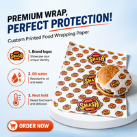 Papier d'emballage alimentaire jetable 50 g/m² avec logo personnalisé, résistant à la graisse, doublé de feuille d'aluminium, pour hamburgers et sandwichs