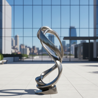 Grande sculpture de jardin moderne en acier inoxydable, décoration paysagère extérieure, statue polie effet miroir