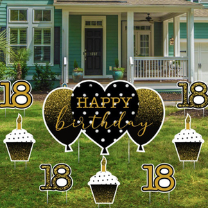 Panneau de cour en extérieur, 1 pièce, décoration de joyeux anniversaire, avec piquet - Product Image 5