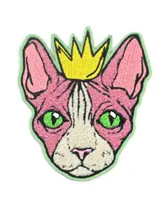 Royal Cat Chenille Patch Iron-on backing Fuzzy Patches