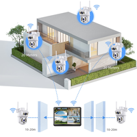 Système de caméra de sécurité sans fil ICSee 6MP 4CH 2 objectifs intérieur/extérieur pour magasin et maison, kit de système de caméra IP WiFi de surveillance CCTV avec NVR LCD