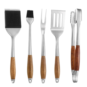 Heavy-Duty Grilling Accessories Rose Wood <b>BBQ</b> Grilling <b>Tools</b> Set Outdoor Grill Set with Spatula, Fork, Brush & Tongs - Product Image 1