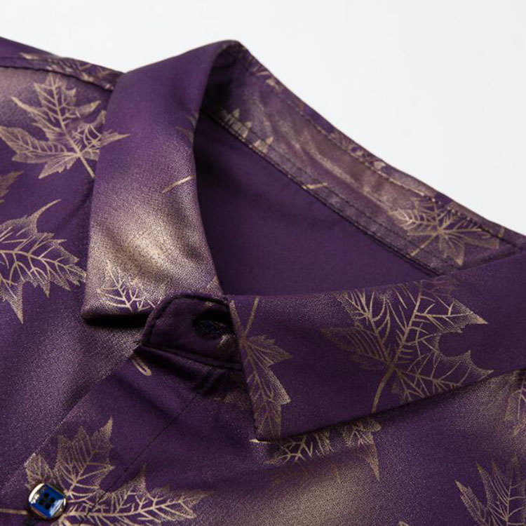 maple leaf dress shirt Rails Brown Japanese Maple Leaf Print Short Sleeve Button Up Shirt Taelor.Style