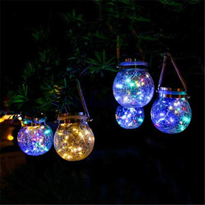 Balkon düzeni dekor noel top cam kavanoz çatlak güneş ışığı açık led bahçe asılı lamba dilek su geçirmez gece lambası - Product Image 3