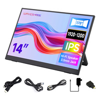 Moniteur portable capacitif 14 pouces Waveshare avec support, écran IPS, mini-interface, 1920x1200 Full HD, boîtier ABS 178, A869