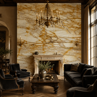 Grande dalle de marbre naturel poli Giallo Siena pour plan de travail de cuisine, meuble-lavabo de salle de bain, revêtement mural, carrelage de sol