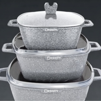 Lot de 6 casseroles carrées en aluminium 20, 24, 28 cm, antiadhésives effet marbre, ustensiles de cuisine, vente en gros, kit d'agence